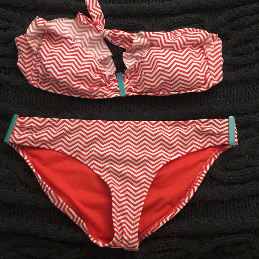 Dark Orange/Red Zig Zag Bikini TOP